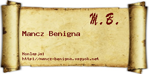 Mancz Benigna névjegykártya